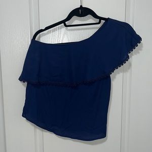One-sided, sheer off shoulder, tank top, shirt, blouse